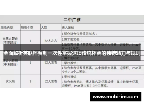 全面解析英联杯赛制一次性掌握这项传统杯赛的独特魅力与规则